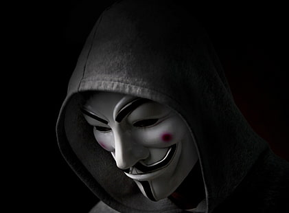 Anonym Hoody, grå hoodie och vit mask, Datorer, Övrigt, HD tapet HD wallpaper