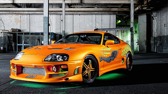mobil, cepat, geram, hijau, neon, oranye, supra, toyota, tuning, kendaraan, Wallpaper HD HD wallpaper