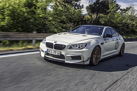 белый BMW M6 купе, bmw, m6, гран купе, предварительный дизайн, тюнинг, HD обои HD wallpaper