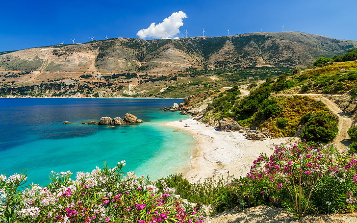Vouti Beach Kefalonia Island Greece Hd Wallpaper For Android Mobile Phones 3840×2400, HD wallpaper