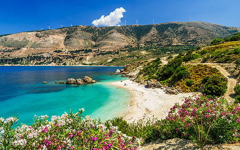 Обои Vouti Beach Остров Кефалония, Греция Hd для мобильных телефонов Android 3840 × 2400, HD обои HD wallpaper