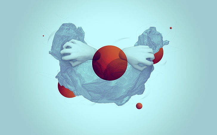 rot, blau, hände, kreis, Abstraktion, digitale Kunst, HD-Hintergrundbild