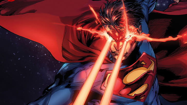 DC Comics, Супермен, супергерой, светящиеся глаза, HD обои