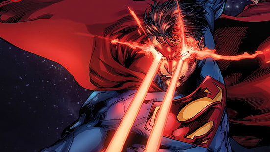DC Comics, Супермен, супергерой, светящиеся глаза, HD обои HD wallpaper