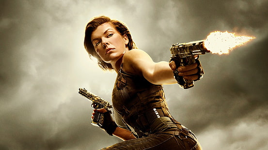 Resident Evil, Resident Evil: The Final Chapter, Alice (Resident Evil), Gun, Milla Jovovich, Vapen, Kvinna, HD tapet HD wallpaper