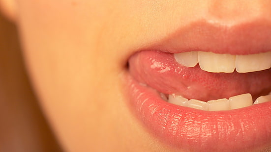 mulut terbuka, bibir, wanita, model, closeup, Wallpaper HD HD wallpaper