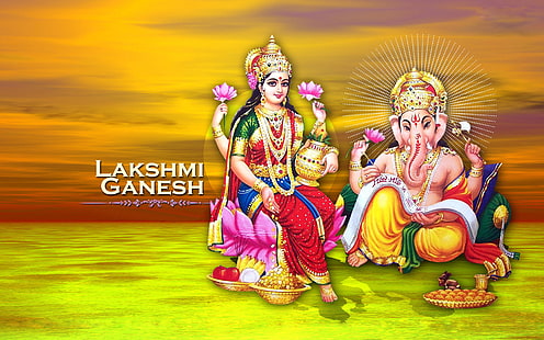 Laxmi Ganesh Hindu Religious Hd Обои 1920 × 1200, HD обои HD wallpaper