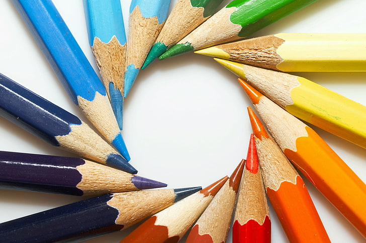 assorted color pencils, color, round, pencils, HD wallpaper