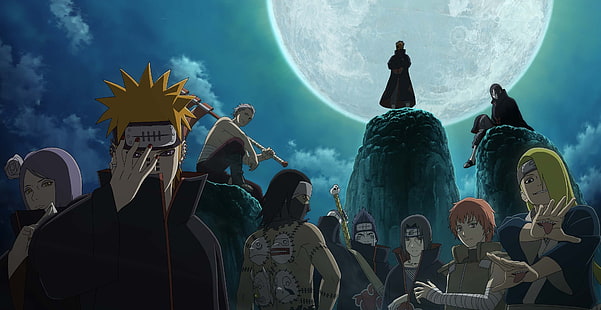 Naruto personagens papel de parede digital, naruto, Itachi, Akatsuki, Deidara, Sasori, Konan, Orochimaru, Tobi, Hidan, Kakuzu, Kisame, Payne, HD papel de parede HD wallpaper