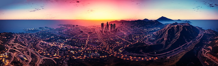 bangunan kota, kota, permainan, lanskap, Grand Theft Auto V, GTA V, GTA 5, Wallpaper HD