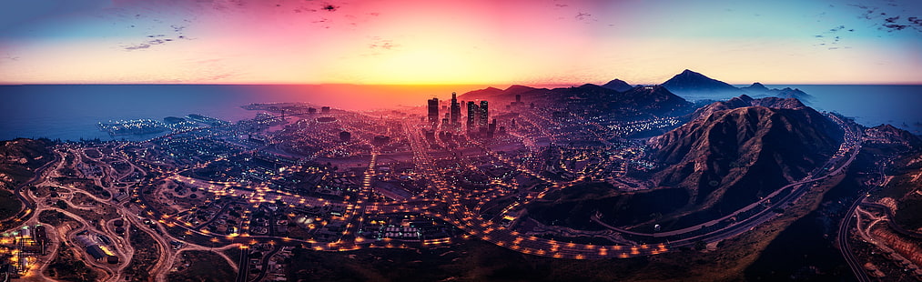 อาคารในเมืองเมืองเกมภูมิทัศน์ Grand Theft Auto V, GTA V, GTA 5, วอลล์เปเปอร์ HD HD wallpaper