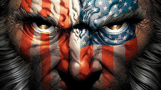 Face American Flag Flag Wolverine HD, tecknad / komisk, ansikte, järv, amerikansk, flagga, HD tapet HD wallpaper