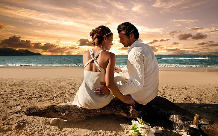 Kumsalda Romantik Aşk Aşk İlişkileri Duvar Kağıdı Çift 3840 × 2400, HD masaüstü duvar kağıdı