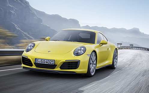 Porsche 911 Carrera 4S, automóvil, carretera, desenfoque de movimiento, Fondo de pantalla HD HD wallpaper