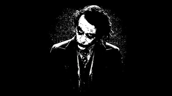 ilustrasi Joker hitam dan putih, Batman, Joker, Heath Ledger, The Dark Knight, Wallpaper HD HD wallpaper