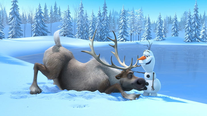 Película, Frozen, Frozen (Movie), Olaf (Frozen), Sven (Frozen), Fondo de pantalla HD