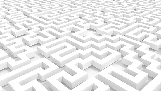 3d Maze, lines, shapes, abstract, 3d, bright, white, boxes, 3d and abstract, HD wallpaper HD wallpaper