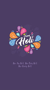 Happy Holi, красочный, телефон, простой фон, HD обои HD wallpaper