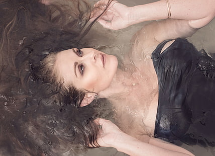 wanita, tubuh basah, pakaian basah, tampilan atas, rambut basah, Wallpaper HD HD wallpaper