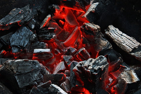 charcoal illustration, fire, coals, smoldering, HD wallpaper HD wallpaper