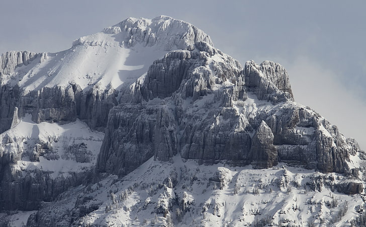 Amphitheater Mountain, Nature, Mountains, Winter, Mountain, Montana, Snow, Amphitheater, HD wallpaper
