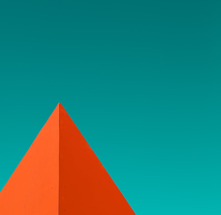 orange pyramid illustration, abstract, HD wallpaper