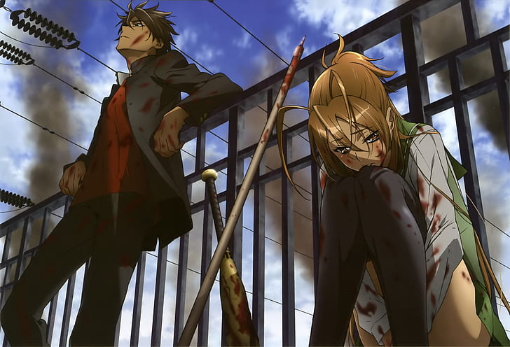 Anime, Highschool Of The Dead, Rei Miyamoto, Takashi Komuro, HD wallpaper
