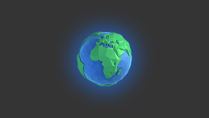 ilustrasi planet bumi, Bumi, poli rendah, minimalis, seni digital, sederhana, Wallpaper HD