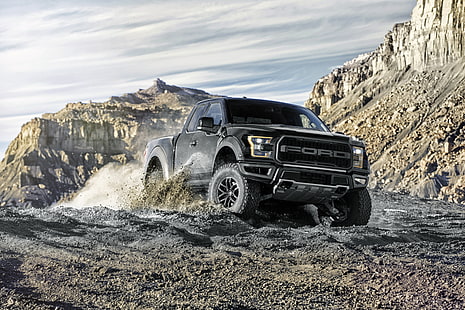 pick-up extra cabine noire Ford, Ford, Raptor, pick-up, F-150, Fond d'écran HD HD wallpaper