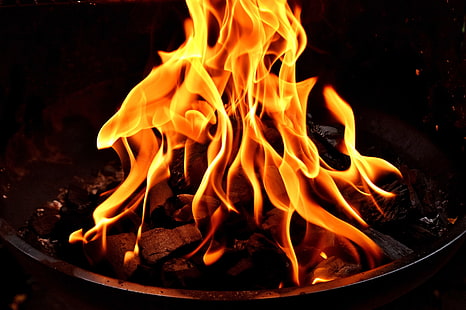 pozo de fuego negro, hoguera, llama, fuego, Fondo de pantalla HD HD wallpaper