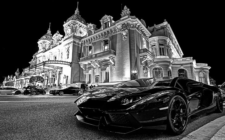 Lamborghini Car Parked Outside The Monte Carlo Casino In Monaco Desktop Wallpaper Hd 2560 × 1600, HD tapet