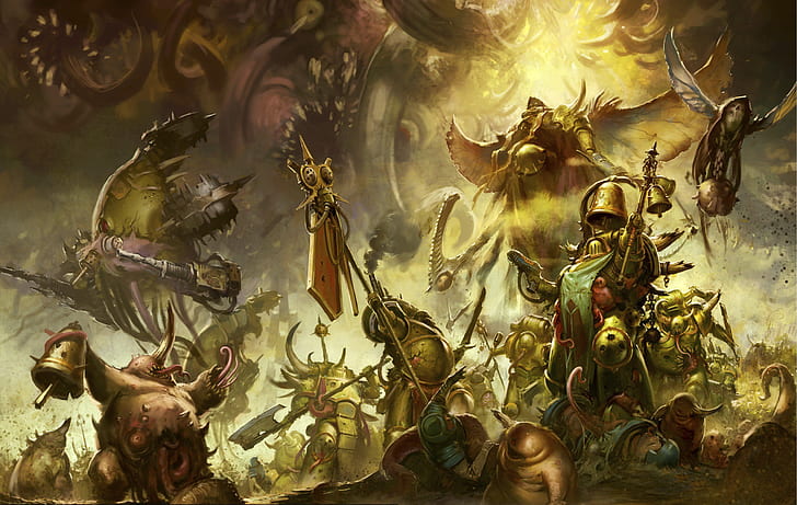 caos, morte, demoni, Warhammer 40000, guardia della morte, peste, Nurgle, primarca, mortaio, Sfondo HD