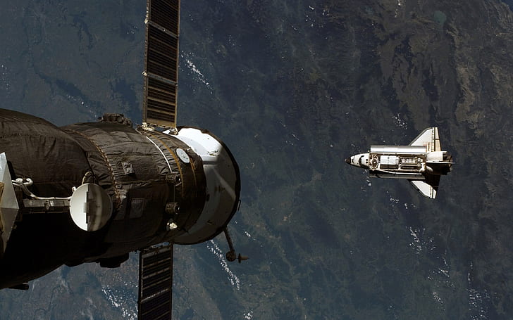 Satellite Shuttle HD, black satellite and rocket ship, space, shuttle, satellite, HD wallpaper