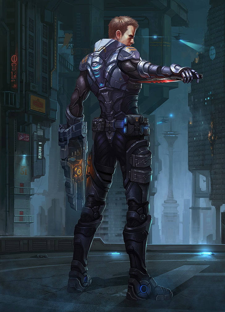Ilustración del personaje del juego, ciencia ficción, arte conceptual, Fondo de pantalla HD, fondo de pantalla de teléfono