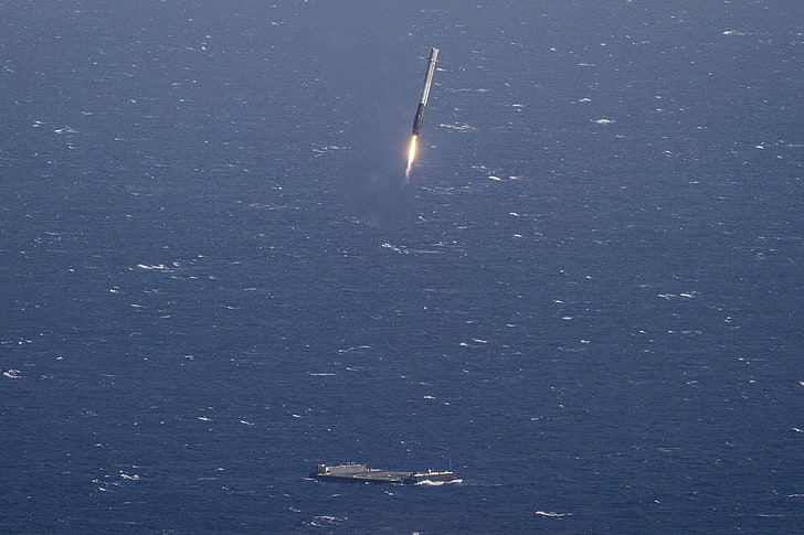 SpaceX, roket, Falcon 9, laut, kapal, Wallpaper HD