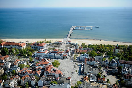 Sopot, Polonia, mar, paisaje urbano, Fondo de pantalla HD HD wallpaper