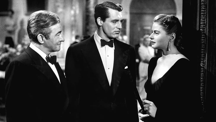 Cary Grant, actor, Ingrid Bergman, Alfred Hitchcock, Claude Rains, Notorious, HD wallpaper