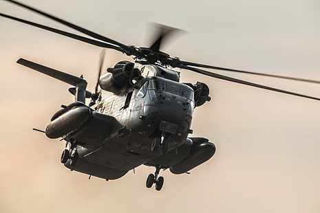 Helicópteros militares, garanhão do mar Sikorsky CH-53, helicóptero, aeronaves de transporte, HD papel de parede HD wallpaper