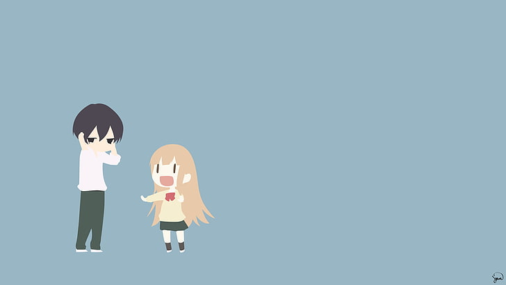 Ilustración animada de hombre y mujer, Tanaka-kun wa Itsumo Kedaruge, Tanaka, Miyano, Fondo de pantalla HD