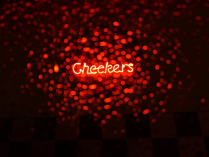 cheekers neonskyltar, inskription, neon, ljus, bländning, HD tapet