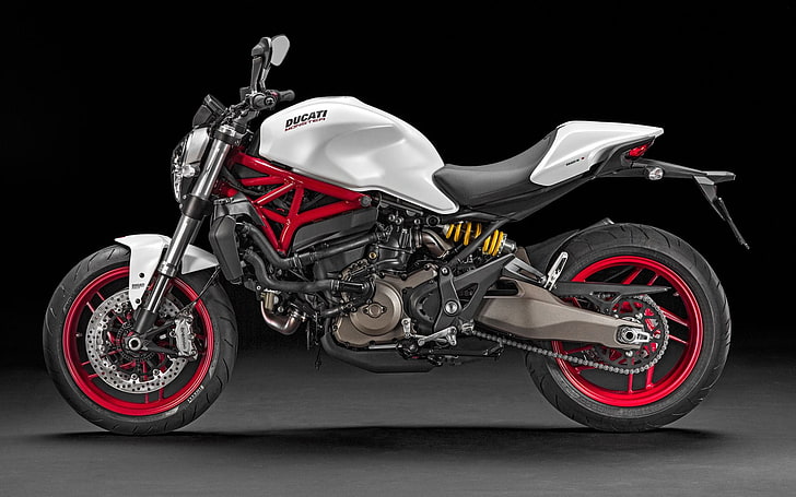 Ducati Monster 821 2016, beyaz ve siyah kir bisiklet, Motosiklet, Ducati, 2016, HD masaüstü duvar kağıdı