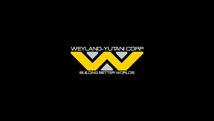 weyland yutani corporation schwarzer hintergrund logo typografie minimalismus aliens film, HD-Hintergrundbild