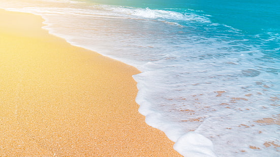 береговая линия, пляж, волна, пена, пенистая, море, песок, песчаный пляж, HD обои HD wallpaper