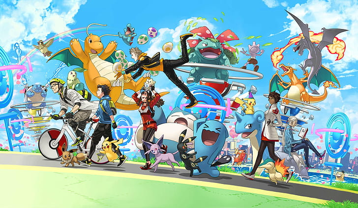Pokemon Go, dibujos animados, Pokémon, videojuegos, anime, Fondo de pantalla HD