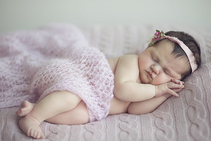 4K, Tidur, Bayi imut, Bayi perempuan, Wallpaper HD