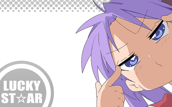 Kagami Hiiragi from Lucky Star, lucky star, boy, grimace, finger, background, HD wallpaper