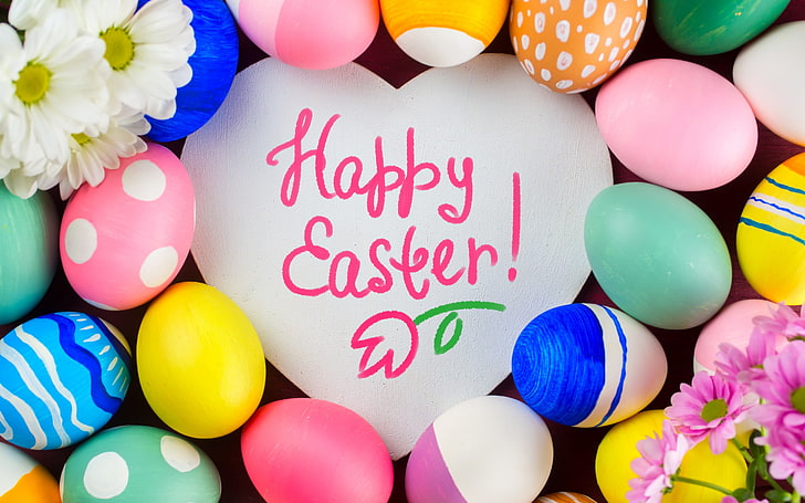 Easter Colorful Eggs Flowers, happy easter poster, Festivals / Holidays, Easter, festival, flowers, egg, HD wallpaper