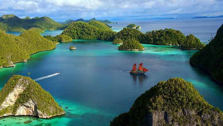 자연, 라자 암팟 제도, 물, 작은 섬, 열도, 곶, 만, 섬, 마운트 풍경, 연안, 라군, 바다, 뉴기니, 인도네시아, 파푸아, 라자 암팟, HD 배경 화면