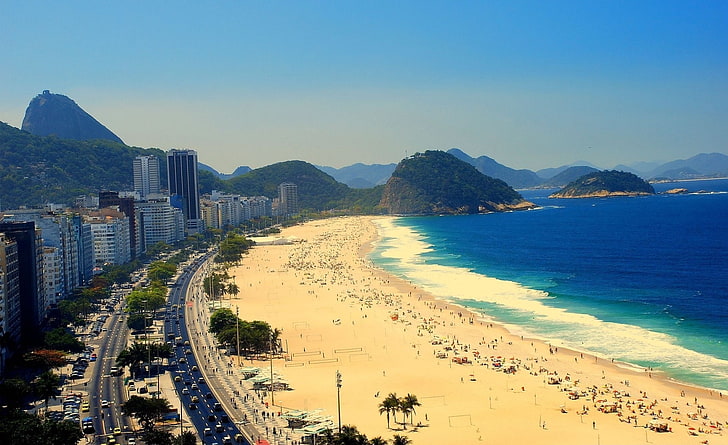 Copacabana Beach, Vista aérea do Rio de ..., edifícios da cidade, América do Sul, Brasil, Modo de exibição, Aérea, Janeiro ,, Praia ,, Copacabana, HD papel de parede