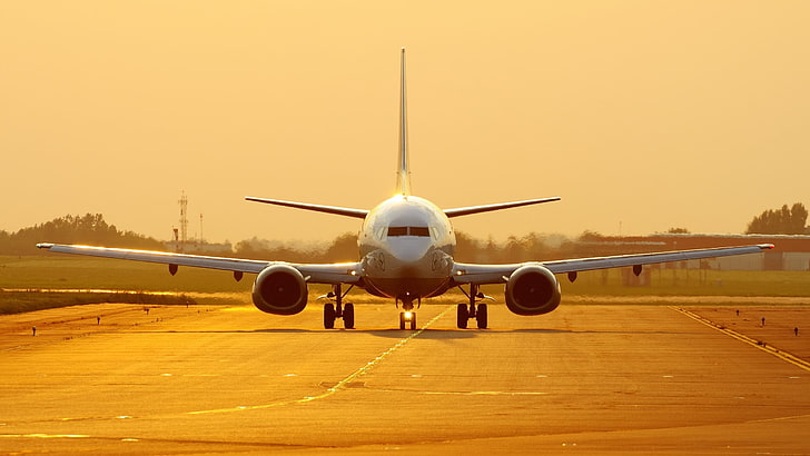 biało-brązowy samolot, samolot, Boeing 737, Lufthansa, samolot pasażerski, samolot, pojazd, Tapety HD